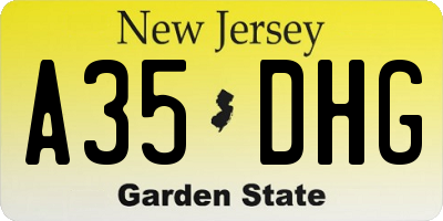 NJ license plate A35DHG
