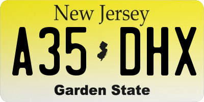 NJ license plate A35DHX
