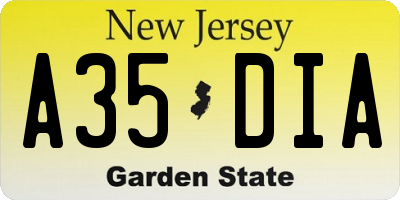 NJ license plate A35DIA