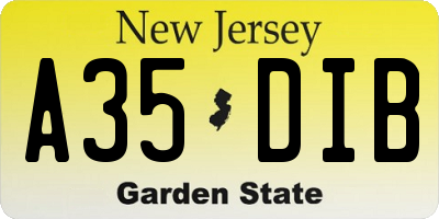 NJ license plate A35DIB
