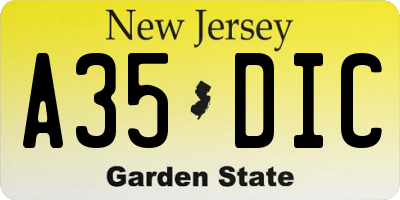 NJ license plate A35DIC