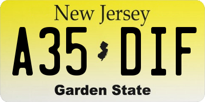 NJ license plate A35DIF