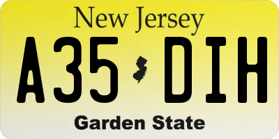 NJ license plate A35DIH
