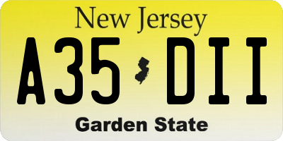 NJ license plate A35DII