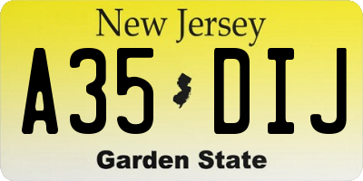 NJ license plate A35DIJ