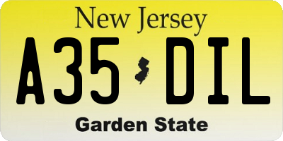 NJ license plate A35DIL