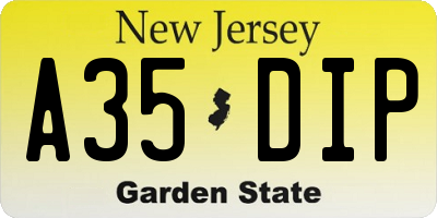 NJ license plate A35DIP