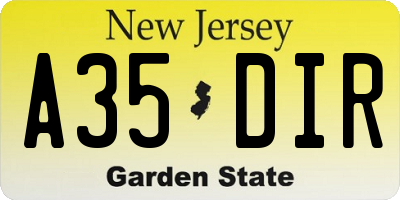 NJ license plate A35DIR