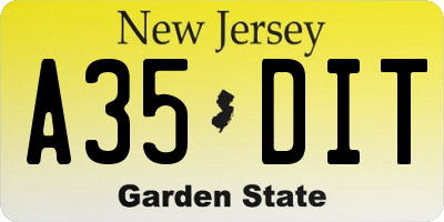 NJ license plate A35DIT