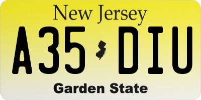 NJ license plate A35DIU
