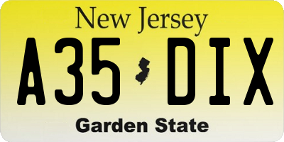 NJ license plate A35DIX