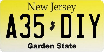 NJ license plate A35DIY