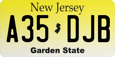 NJ license plate A35DJB