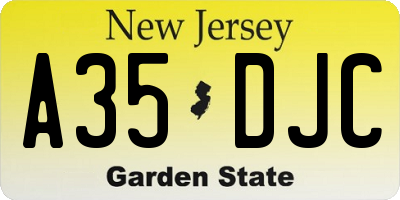 NJ license plate A35DJC
