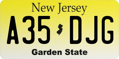 NJ license plate A35DJG