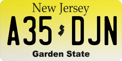 NJ license plate A35DJN