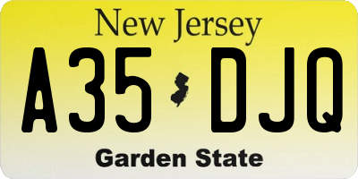 NJ license plate A35DJQ