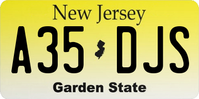 NJ license plate A35DJS