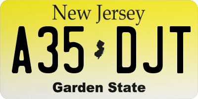 NJ license plate A35DJT