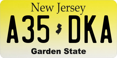 NJ license plate A35DKA