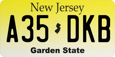 NJ license plate A35DKB