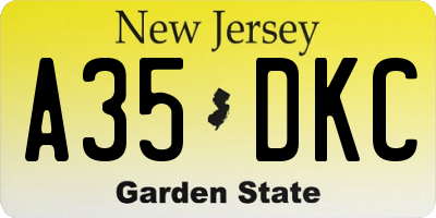 NJ license plate A35DKC