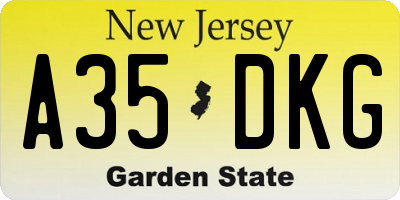 NJ license plate A35DKG