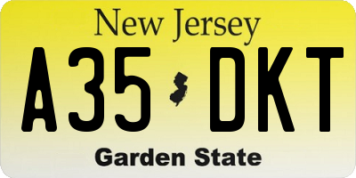NJ license plate A35DKT