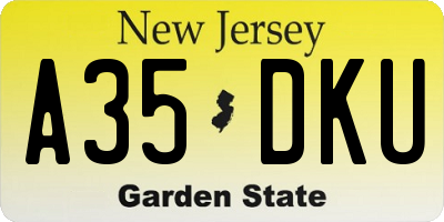 NJ license plate A35DKU