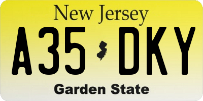 NJ license plate A35DKY