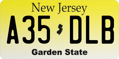 NJ license plate A35DLB