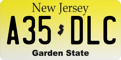 NJ license plate A35DLC