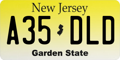 NJ license plate A35DLD