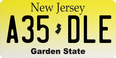 NJ license plate A35DLE