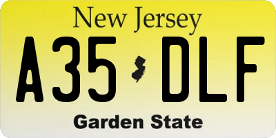 NJ license plate A35DLF