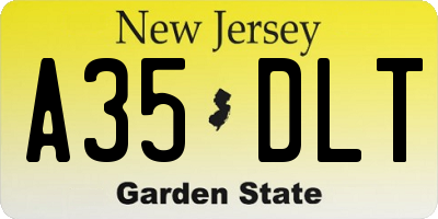 NJ license plate A35DLT