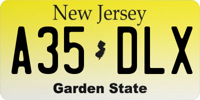 NJ license plate A35DLX