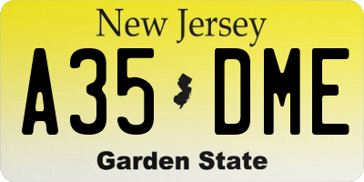 NJ license plate A35DME
