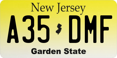 NJ license plate A35DMF