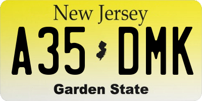 NJ license plate A35DMK