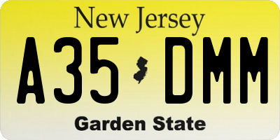 NJ license plate A35DMM