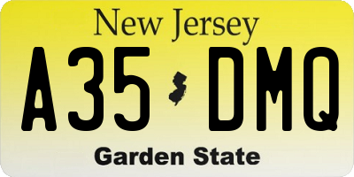 NJ license plate A35DMQ