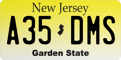 NJ license plate A35DMS
