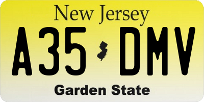 NJ license plate A35DMV