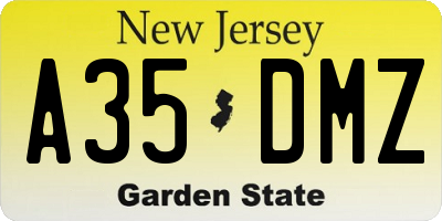 NJ license plate A35DMZ