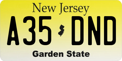 NJ license plate A35DND