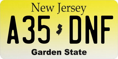 NJ license plate A35DNF