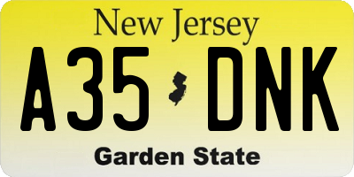 NJ license plate A35DNK
