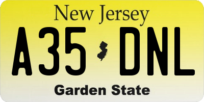 NJ license plate A35DNL