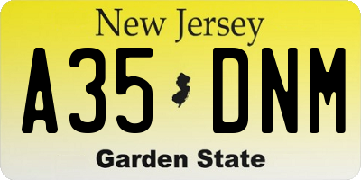 NJ license plate A35DNM